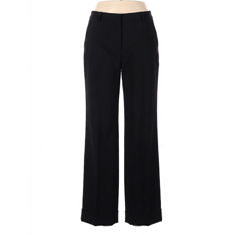 Larry Levine Black Wide Leg Cuffed Stretch Dress Pants Trousers Size 14